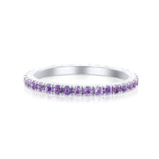 0.60 Carat Round Amethyst 18K White Gold Eternity Band