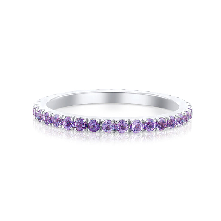 0.60 Carat Round Amethyst 18K White Gold Eternity Band