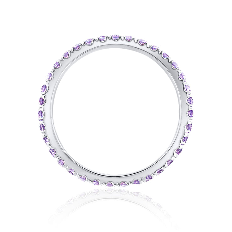 0.60 Carat Round Amethyst 18K White Gold Eternity Band