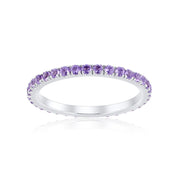 0.60 Carat Round Amethyst 18K White Gold Eternity Band