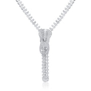 7.42 Carat Natural Diamond  Zipper Tennis Necklace in 18K White Gold