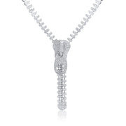 7.42 Carat Natural Diamond  Zipper Tennis Necklace in 18K White Gold