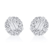 1.56 Carat Natural Diamond Cluster Earrings in 14K White Gold