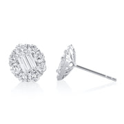 1.56 Carat Natural Diamond Cluster Earrings in 14K White Gold