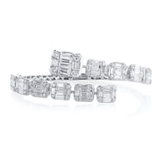 6.51 Open Natural Diamond Cluster Bangle in 18K White Gold