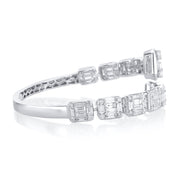 6.51 Open Natural Diamond Cluster Bangle in 18K White Gold