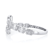 6.51 Open Natural Diamond Cluster Bangle in 18K White Gold