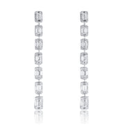 3.31 Carat Line Dangle Natural Diamond Earrings in 18K White Gold