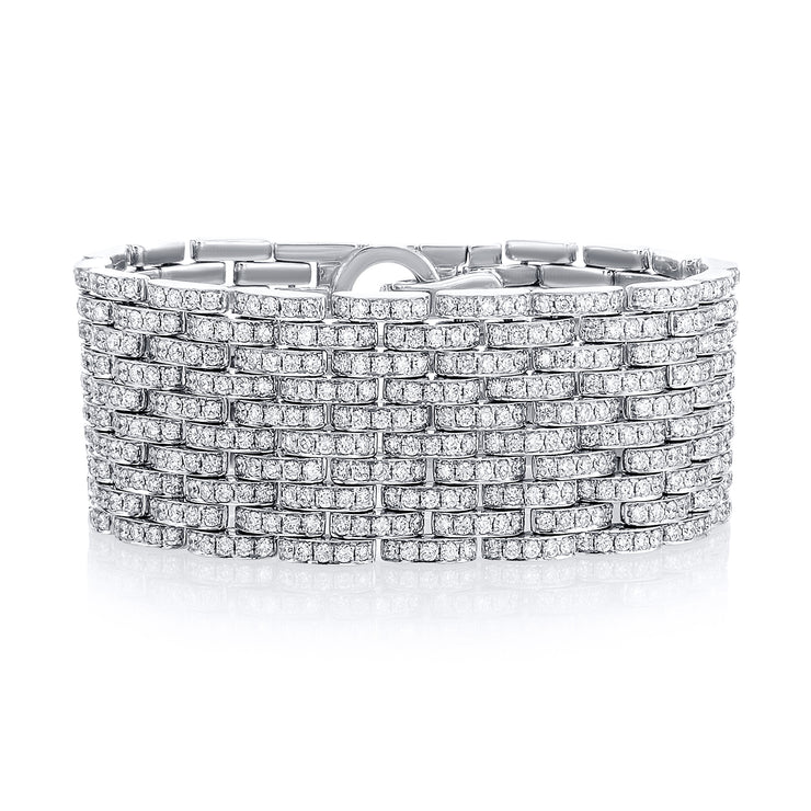 16.91 Carat Natural Diamond Carpet Bracelet in 18K White Gold