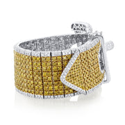 20.08 Carat Natural Diamond Belt Bracelet in 18K White & Yellow Gold