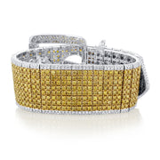 20.08 Carat Natural Diamond Belt Bracelet in 18K White & Yellow Gold