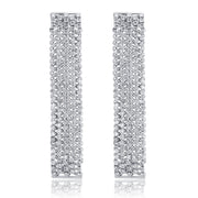 5.07 Carat 5 Row Line Natural Diamond Earrings Set in 18K White Gold