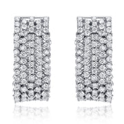 5.07 Carat 5 Row Line Natural Diamond Earrings Set in 18K White Gold