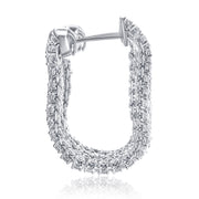 5.07 Carat 5 Row Line Natural Diamond Earrings Set in 18K White Gold