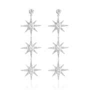 4.17 Carat Natural Diamond Star Dangle Earrings in 18K White Gold