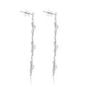 4.17 Carat Natural Diamond Star Dangle Earrings in 18K White Gold