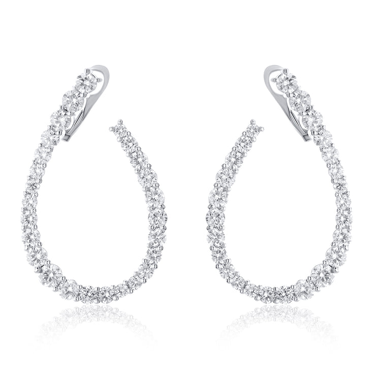 6.14 Carat Twist Natural Diamond Hoop Earrings in 18K White Gold