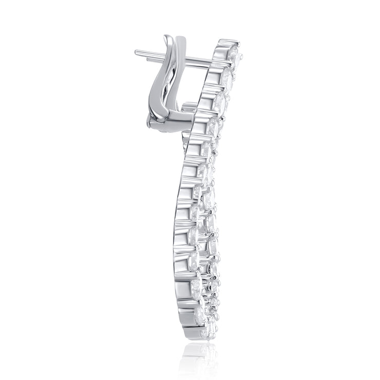 6.14 Carat Twist Natural Diamond Hoop Earrings in 18K White Gold