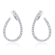 6.14 Carat Twist Natural Diamond Hoop Earrings in 18K White Gold