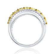 2.69 Carat Natural Yellow Diamond Band in 18K White & Yellow Gold