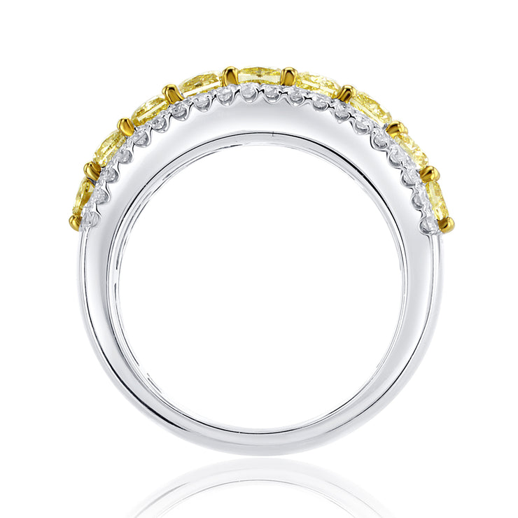 2.69 Carat Natural Yellow Diamond Band in 18K White & Yellow Gold