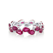 4.55 Cttw Pear Ruby 18K White Gold Eternity Band