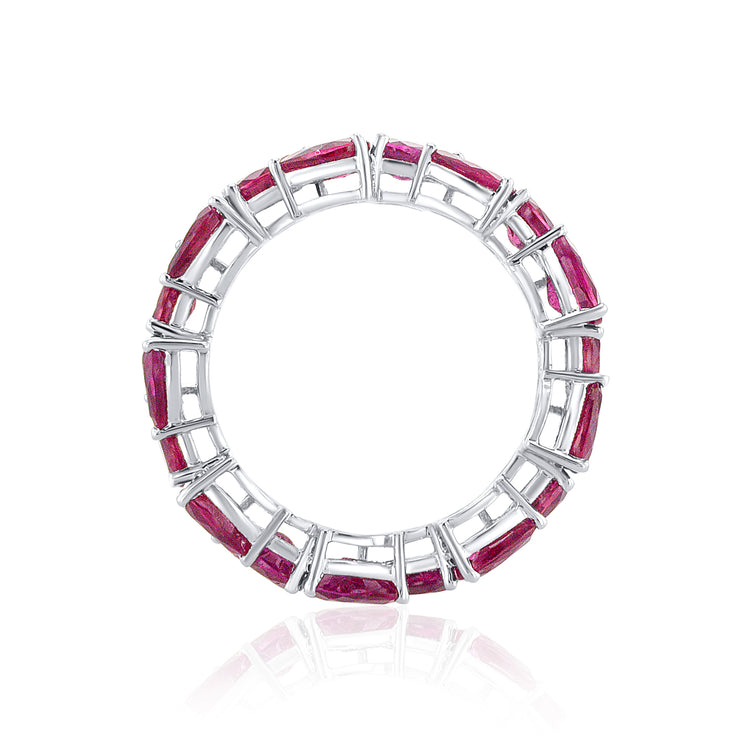 4.55 Cttw Pear Ruby 18K White Gold Eternity Band