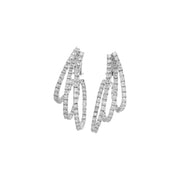 6.00 Carat Three-Row Diamond Hoop Earrings in 18K White Gold