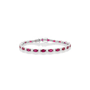 6.00 Carat Ruby and 1.50 Carat Diamond Alternating Bracelet set in 18K White Gold