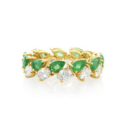 2.35 Carat Natural Diamonds/1.93 Carat Emerald Eternity Band in 18K Yellow Gold