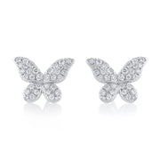 0.44 Carat Round Diamond Butterfly Studs in 18K White Gold