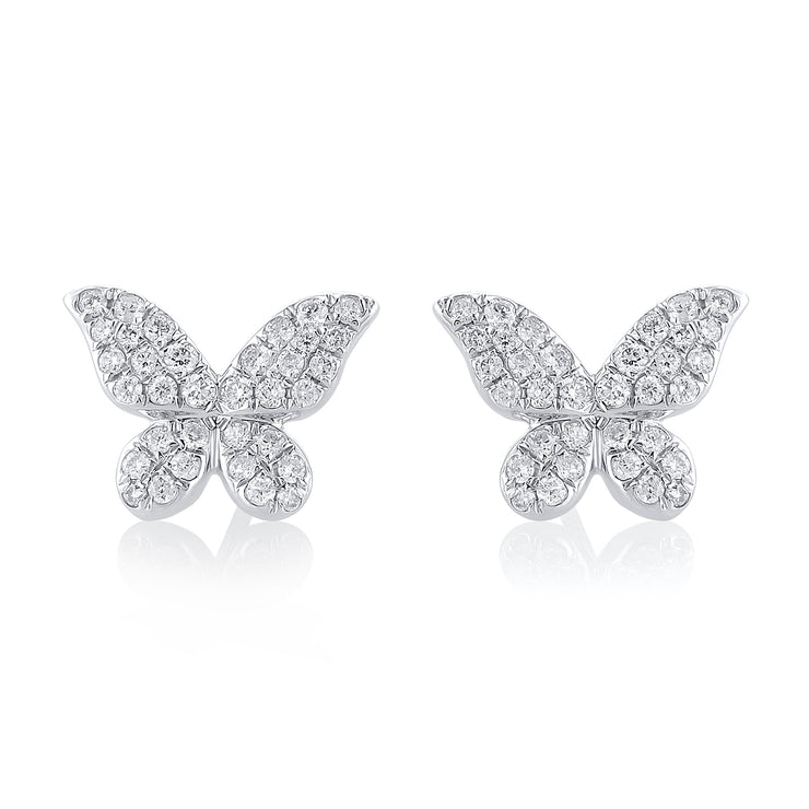 0.44 Carat Round Diamond Butterfly Studs in 18K White Gold