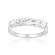 1.00 Carat Natural Diamond 5 Stone Band in 14K White Gold