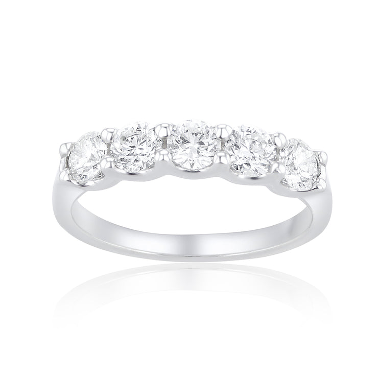 1.00 Carat Natural Diamond 5 Stone Band in 14K White Gold