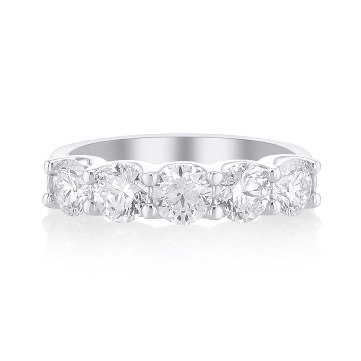 1.55 Carat Natural Diamond 5 Stone Band In 14K White Gold