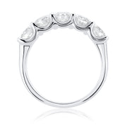 1.55 Carat Natural Diamond 5 Stone Band In 14K White Gold