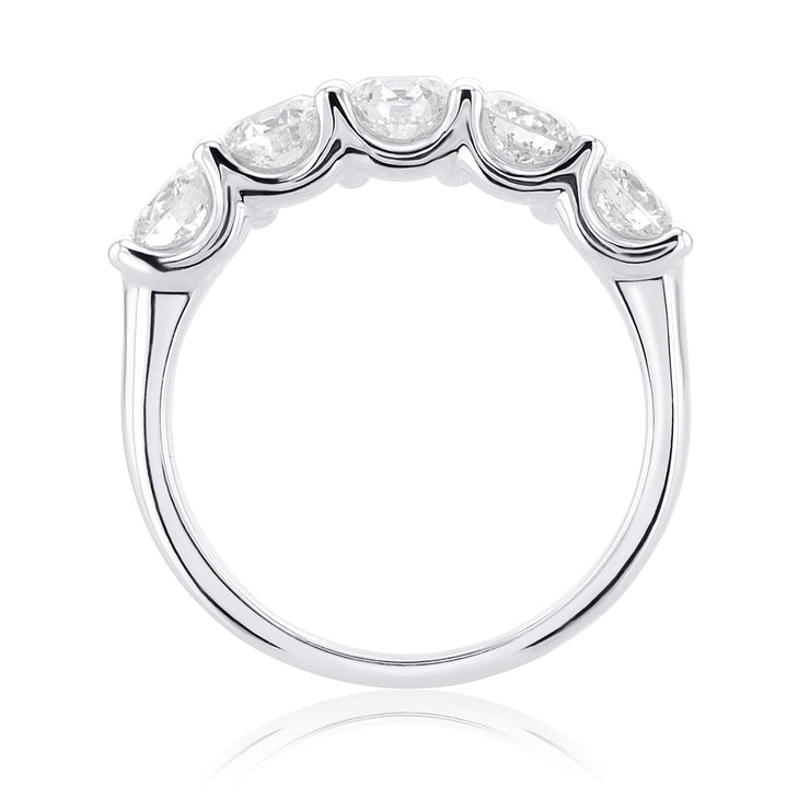 1.55 Carat Natural Diamond 5 Stone Band In 14K White Gold