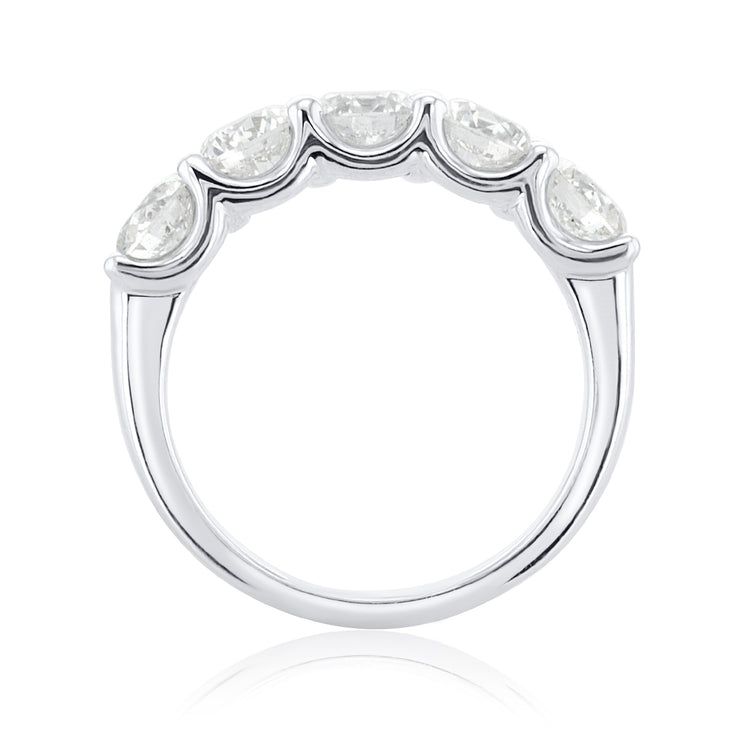 2.00 Carat Natural Diamond 5 Stone Band In 14K White Gold