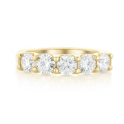 1.25 Carat Natural Diamond Band 5 Stone Ring in 14K Yellow Gold