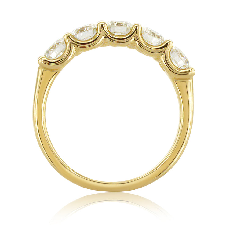 1.25 Carat Natural Diamond Band 5 Stone Ring in 14K Yellow Gold