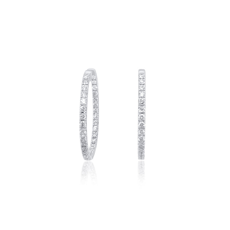 1.52 Carat Oval Shaped Natural Diamond Hoop in 14K White Gold