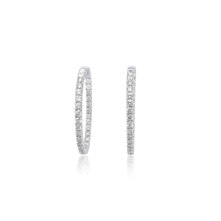 2.00 Carat Oval Shaped Natural Diamond Hoop Earrings in 14K White Gold