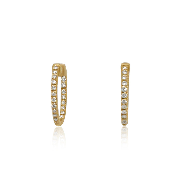 0.35 Carat Oval Shaped Natural Diamond Hoop Earrings in 14K Yellow Gold