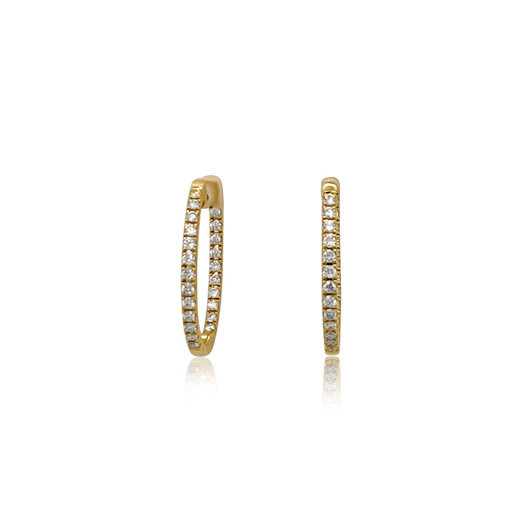 0.51 Carat Oval Shaped Natural Diamond Hoop Earrings in 14K Yellow Gold