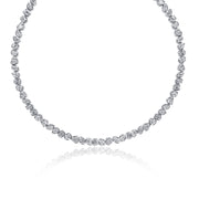 12.00 Cttw Mixed Diamonds Bezel Set Tennis Necklace set in 18K White Gold Necklace