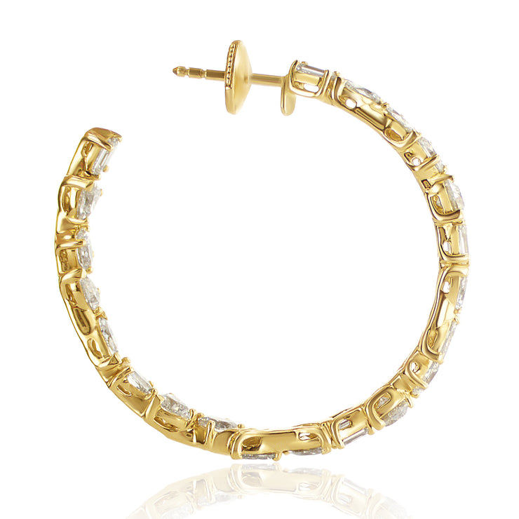 7.79 Carat Natural Diamond Mixed Shape Fancy Hoop Earring in 18K Yellow Gold