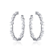 8.45 Carat Natural Diamond Fancy Mix Shape Hoop Earring 18K White Gold