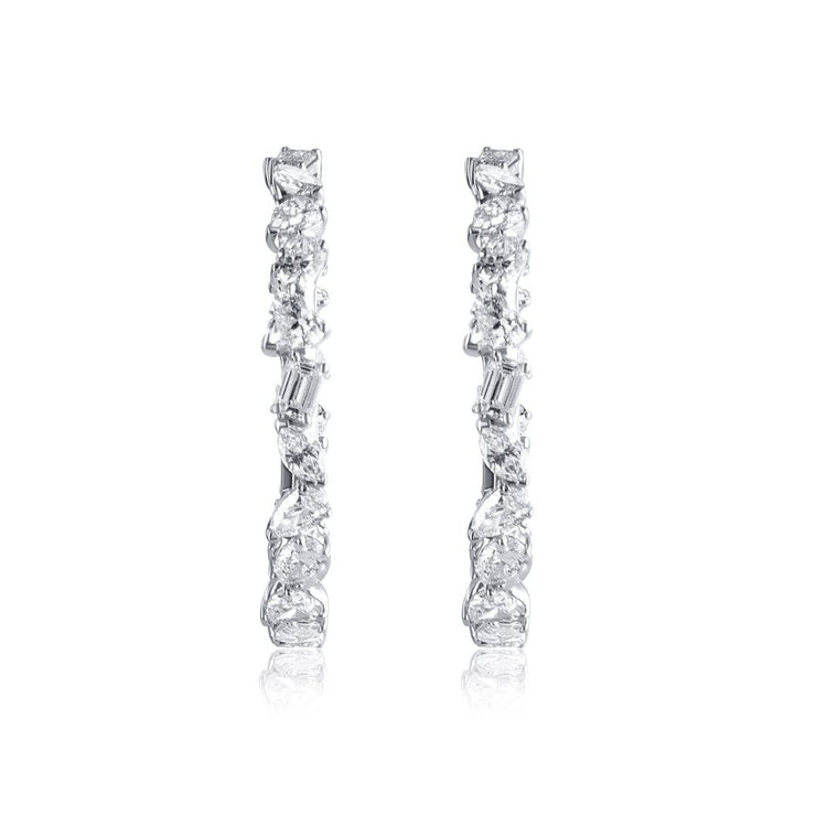 8.45 Carat Natural Diamond Fancy Mix Shape Hoop Earring 18K White Gold