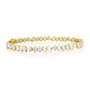 9.15 Carat Mixed Fancy Shape Diamond Line Bracelet set in 18K Yellow Gold