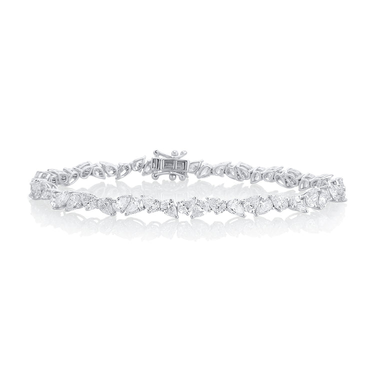 9.30 Carat Pear Diamond Line Bracelet set in 18K White Gold